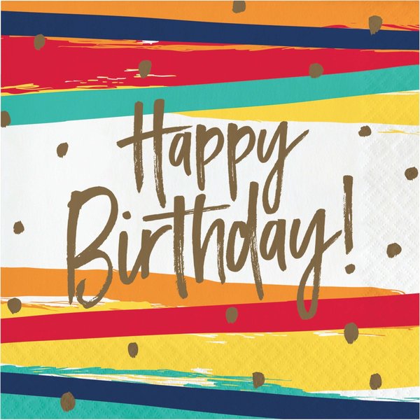 Creative Converting Happy Birthday Stripes Napkins, 6.5", 192PK 356650